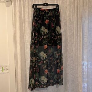 Floral Black Maxi Skirt